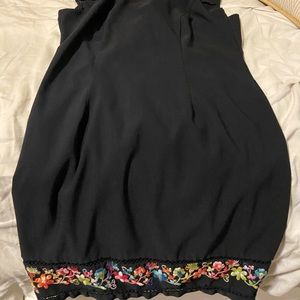 black bodycon dress w floral embroidery
